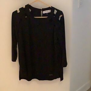 Black Shirt with Decorative Shoulder Design